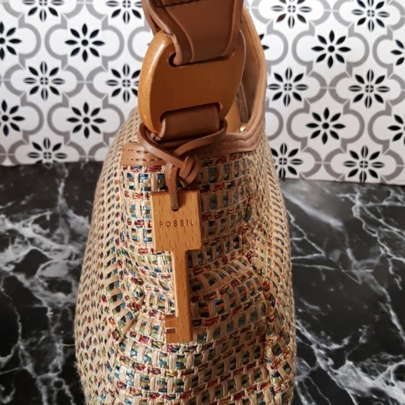 Fossil weaved straw purse satchel pocketbook - Picture 4 of 5